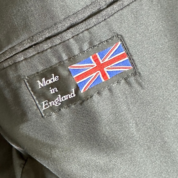 Alexandre of England Gray Pure New Wool Double Breasted Suit Jacket Men Size 40R - Picture 6 of 7